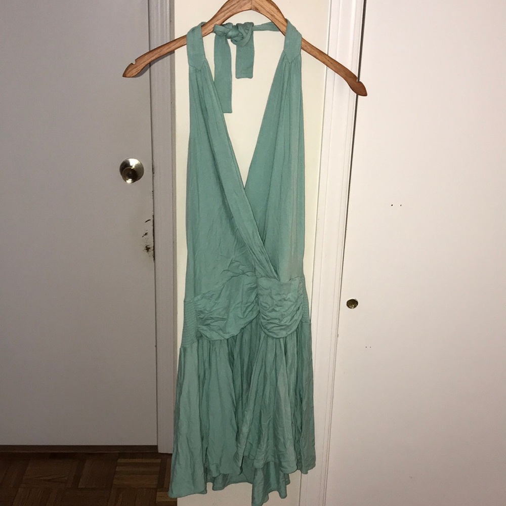 BCBGMAXAZRIA halter rayon/spandex dress.